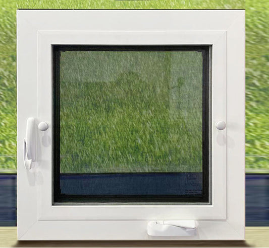 Rothnow® high-quality aluminum 50 Series casement window, 1000mm x 1000mm with black frame and open sash, for modern homes.