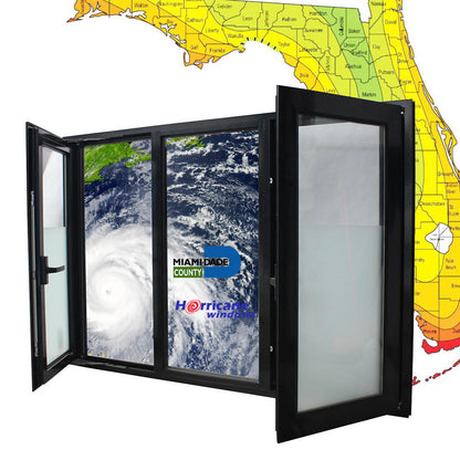 Rothnow® Hurricane Proof Aluminum Casement Window 55 Series, 1000mm W x 1000mm H, black finish, durable and secure window design.