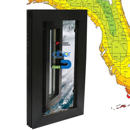 Rothnow hurricane-proof aluminum 55 Series casement window, 1000mm x 1000mm, black frame, sturdy and weather-resistant.