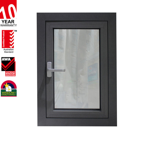 Rothnow hurricane-proof aluminum 55 series casement window, 1000mm x 1000mm, black frame with secure glass, designed for durability