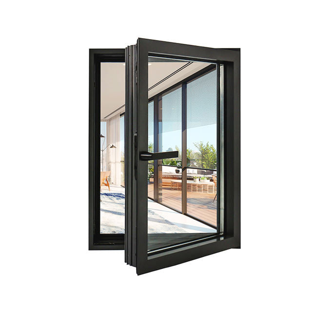 Rothnow® hurricane-proof aluminum casement window, 55 Series, black finish, 1000mm wide by 1000mm high, with 150mm frame width.