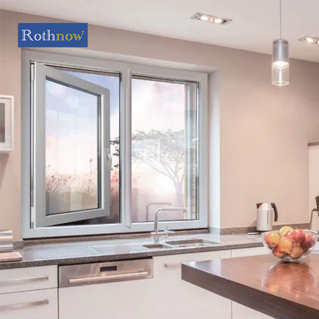 Black Rothnow Hurricane Proof Aluminum Casement Window 55 Series, 1000mm x 1000mm, with a sturdy frame and glass pane.