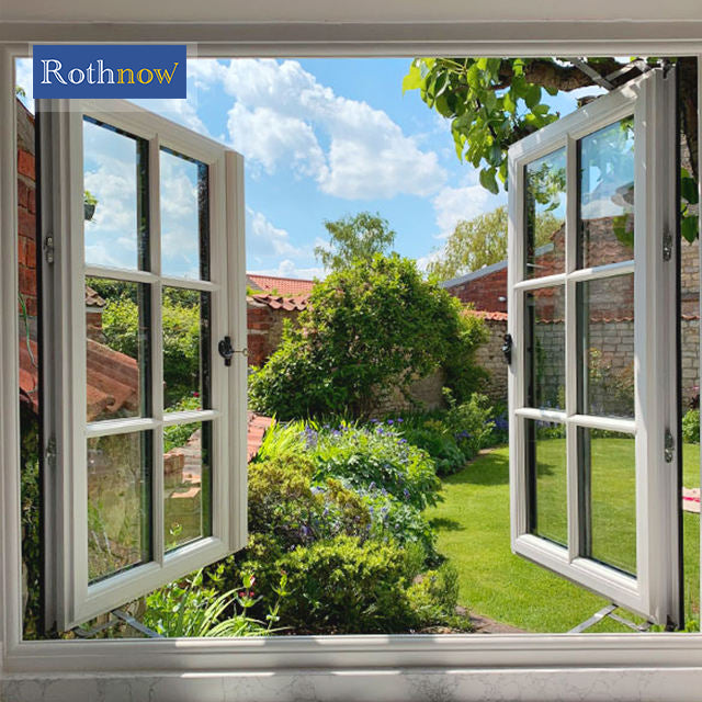 Rothnow® hurricane-proof aluminum window, 55 Series casement window in black, measuring 1000mm by 1000mm with 150mm width frame.