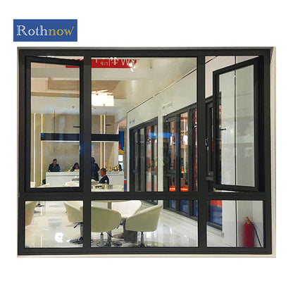 Rothnow® hurricane-proof aluminum window 55 Series casement window in black, 1000mm W x 1000mm H with 150mm width, sturdy and weather-resistant.