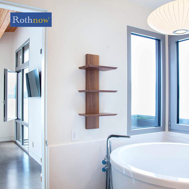 Rothnow® hurricane-proof aluminum 55 series casement window, black finish, 1000mm wide by 1000mm high with 150mm frame.