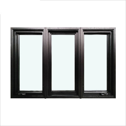 Rothnow NFRC/CSA aluminum 55 series casement window, 1000mm x 1000mm, black frame, with certification labels visible.