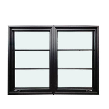 Rothnow NFRC/CSA certified aluminum casement window, 55 series, black finish, 1000mm wide by 1000mm high, with side vents.