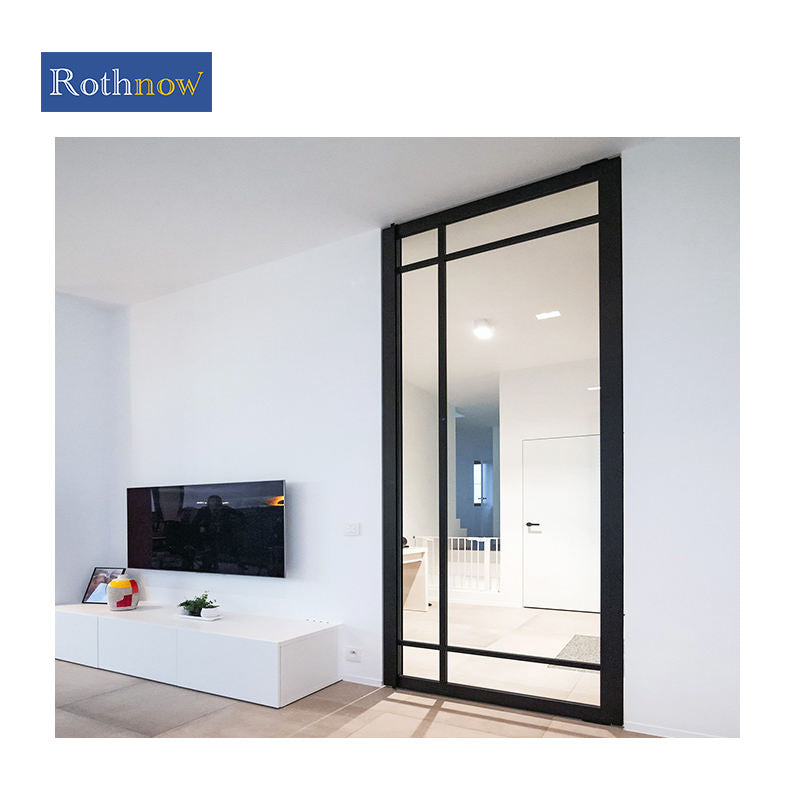 Rothnow® NFRC CSA Certified Aluminum Window 55 Series fixed window, 1000mm x 1000mm black frame, modern design.