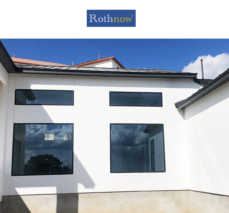 Rothnow North American Standard Aluminum Fixed Window, 1000mm W x 1000mm H, black frame, 55 Series, modern window design