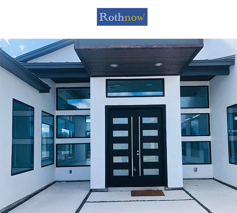 Rothnow North American Standard Aluminum Fixed Window 55 Series, black frame with clear glass, 1000mm W x 1000mm H, sleek modern design