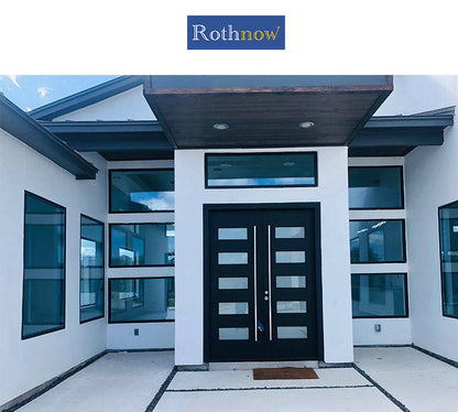 Rothnow North American Standard Aluminum Fixed Window 55 Series, black frame with clear glass, 1000mm W x 1000mm H, sleek modern design