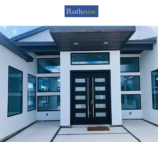 Rothnow North American Standard Aluminum Fixed Window 55 Series, black frame with clear glass, 1000mm W x 1000mm H, sleek modern design