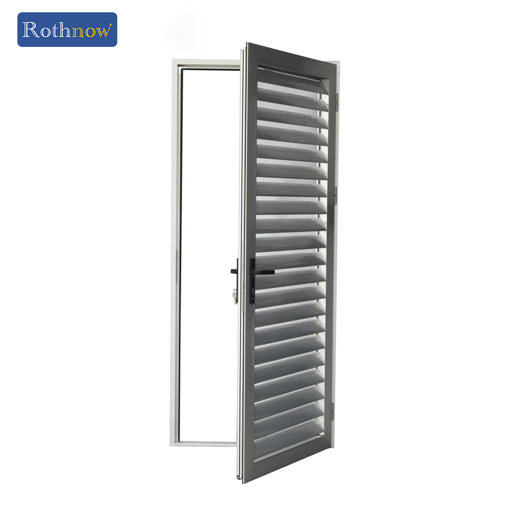 Rothnow® Aluminum Door 50 Series Louver Door in white, 1600mm width by 2100mm height, with horizontal louver panels.
