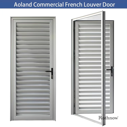 Rothnow® Aluminum 50 Series Louver Door for balcony, white finish, 1600mm wide by 2100mm high, with adjustable louvers.