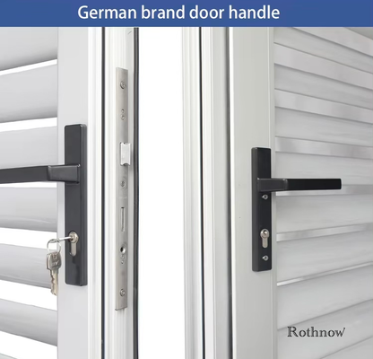 Rothnow Aluminum Door 50 Series louver door for equipment room, white finish, 1600mm x 2100mm size, with ventilation louvers.