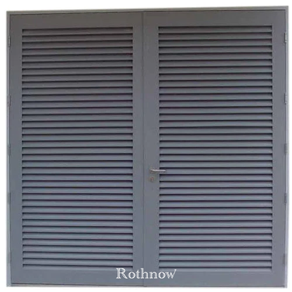 Rothnow aluminum 50 series louver door for exterior use, white finish, 1600mm wide by 2100mm high, with louver panels.