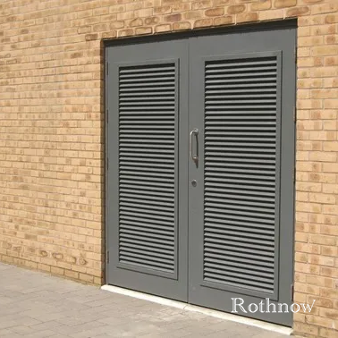 Rothnow aluminum 50 series louver door for exterior, white finish, 1600mm wide by 2100mm high with 150mm louvers.
