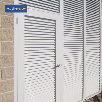Rothnow® aluminum 50 Series louver door with louver wall, white finish, 1600mm wide and 2100mm high for interior or exterior use