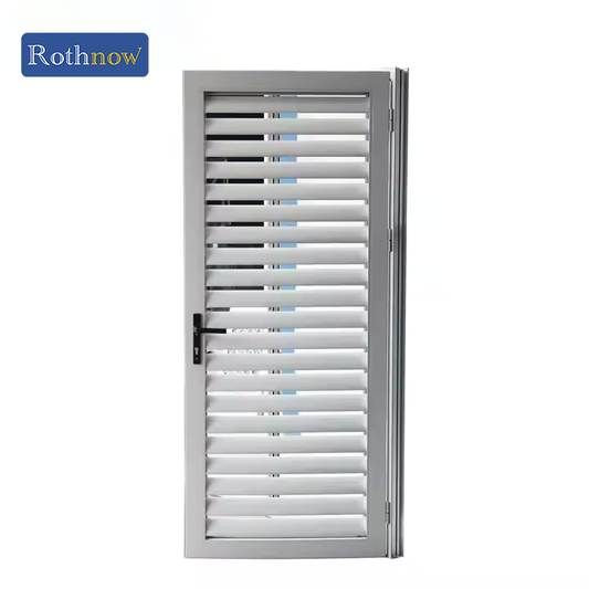 Rothnow® Aluminum Door 50 Series ventilation shutter door, white finish, 1600mm wide by 2100mm high with 150mm frame width.