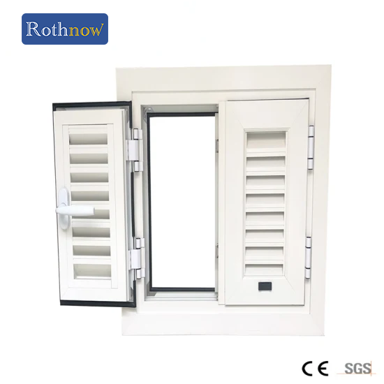 Rothnow high-quality aluminum 50 Series louver door, 1600mm wide by 2100mm high, with white finish and vented louvers.