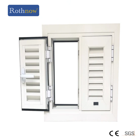 Rothnow high-quality aluminum 50 Series louver door, 1600mm wide by 2100mm high, with white finish and vented louvers.