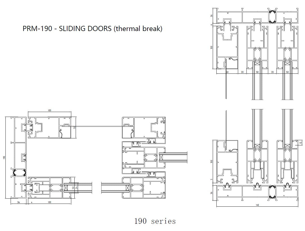 Rothnow® Aluminum Door 120 Series sliding door in black, 2000mm wide by 2200mm high, with sleek modern design.