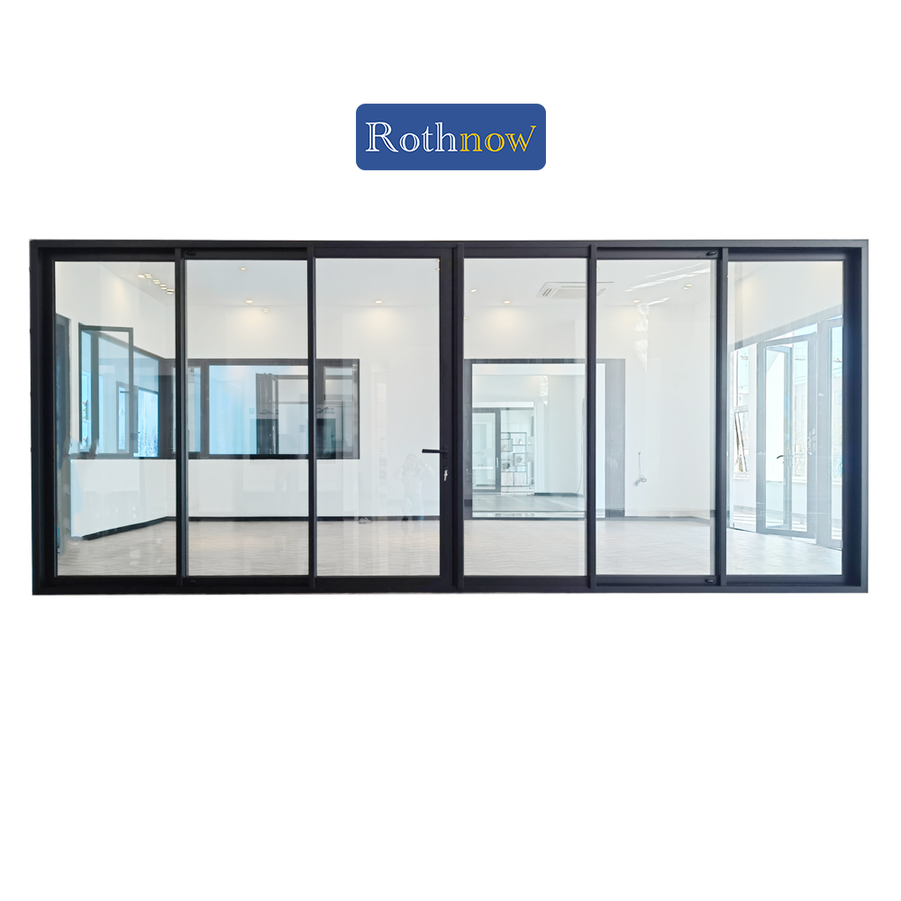 Rothnow® Aluminum Door 120 Series sliding door in black, measuring 2000mm wide by 2200mm high, with a 150mm frame.