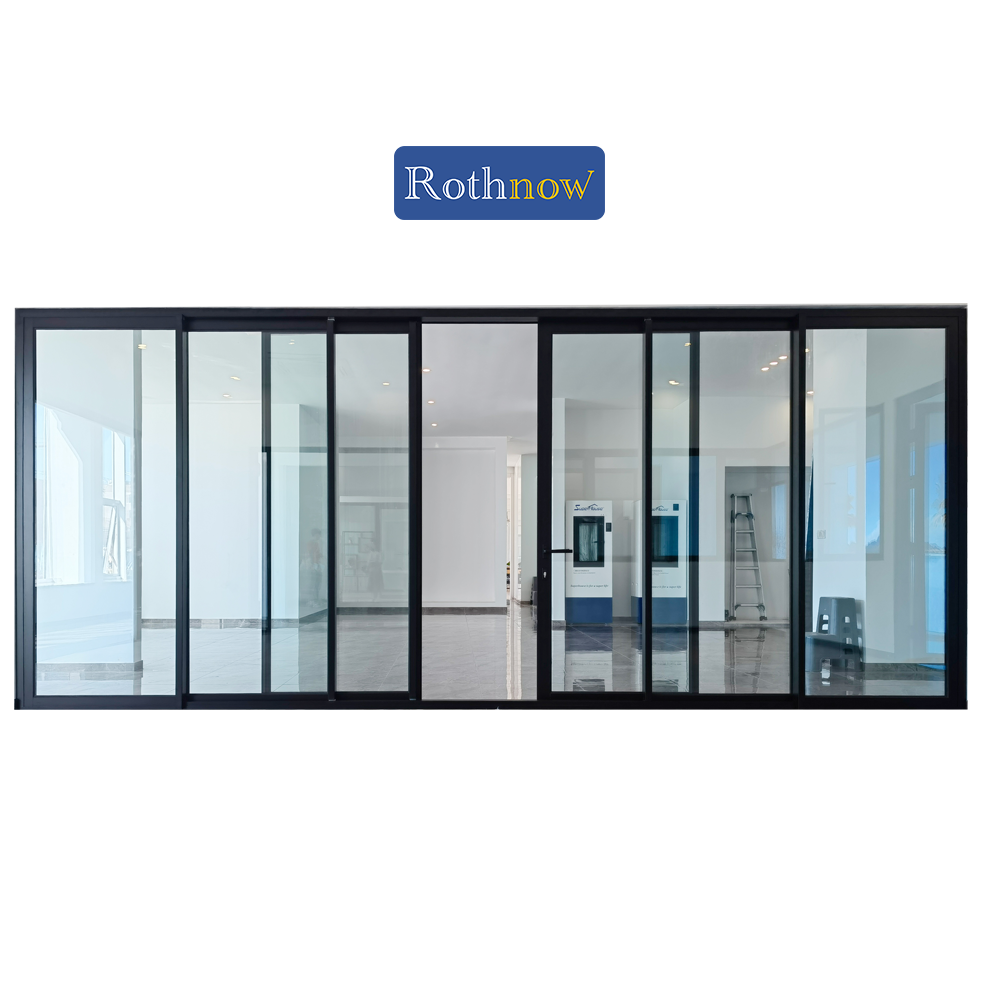 Rothnow Aluminum Door 120 Series sliding door, black finish, 2000mm wide by 2200mm high, with 150mm width frame.