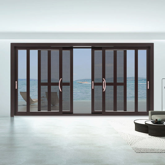 Rothnow® Aluminum 120 Series sliding balcony door, 2000mm W x 2200mm H, black finish, with glass panels and sleek frame design.