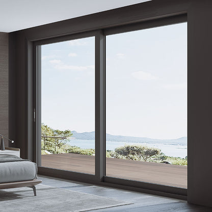 Rothnow® Aluminum 120 Series sliding balcony door, 2000mm wide by 2200mm high, with black frame, for outdoor access.