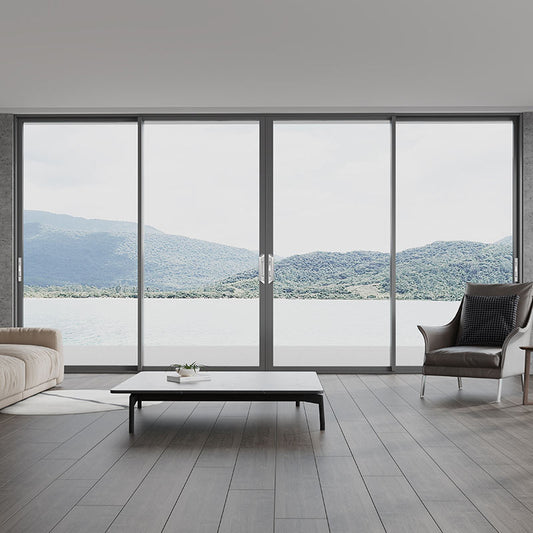 Rothnow® Aluminum 120 Series sliding balcony door, 2000mm wide x 2200mm high, with black frame and sleek modern design.