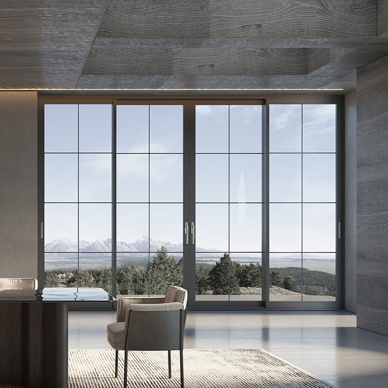 Rothnow Aluminum 120 Series Sliding Balcony Door, 2000mm W x 2200mm H, black finish, modern design with glass panels