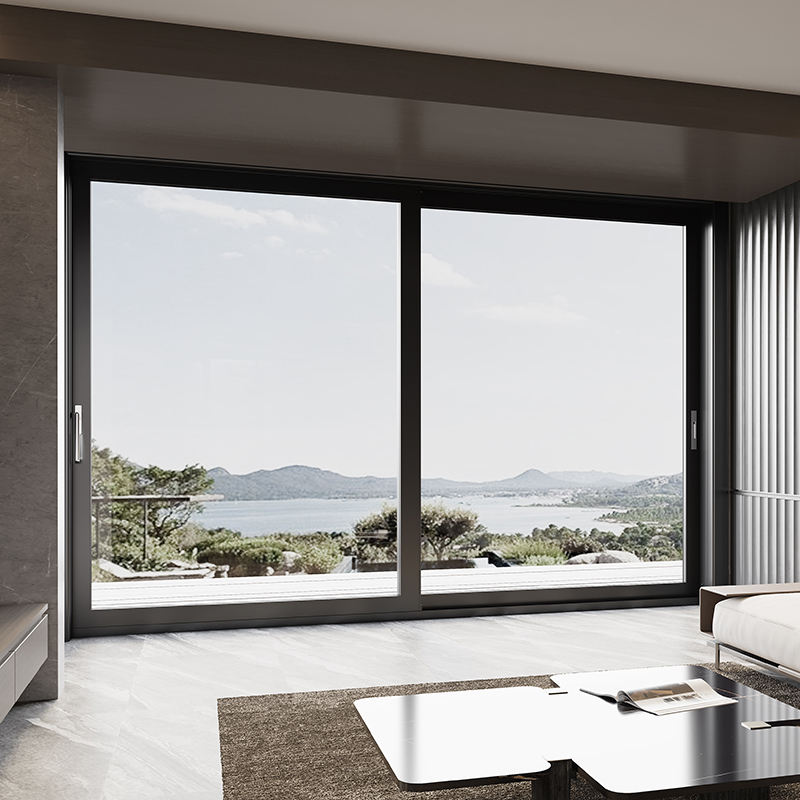 Rothnow Aluminum 120 Series sliding door for commercial projects, black finish, 2000mm wide by 2200mm high, with 150mm width frame.