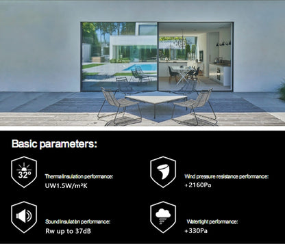 Rothnow® Hurricane Proof Aluminum Door 125 Series, heavy sliding door in black with sturdy frame, 2000mm wide by 2200mm high.