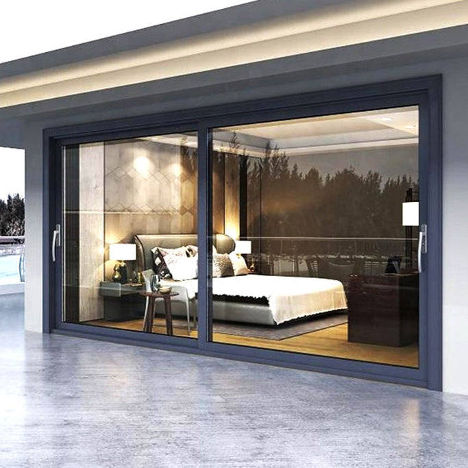 Rothnow® Hurricane Proof Aluminum Sliding Door, 125 Series, black finish, heavy-duty design, 2000mm wide by 2200mm high.