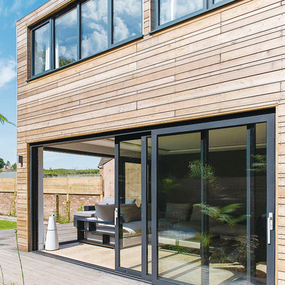 Rothnow® Hurricane Proof Aluminum Door 125 Series, heavy sliding door with black finish, 2000mm wide by 2200mm high, durable construction