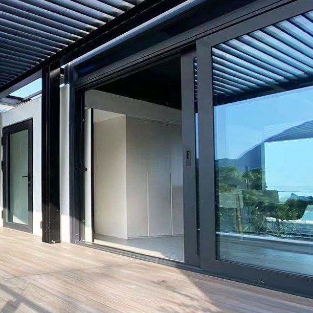 Rothnow Hurricane Proof Aluminum Sliding Door 125 Series, black finish, heavy-duty construction, 2000mm wide by 2200mm high