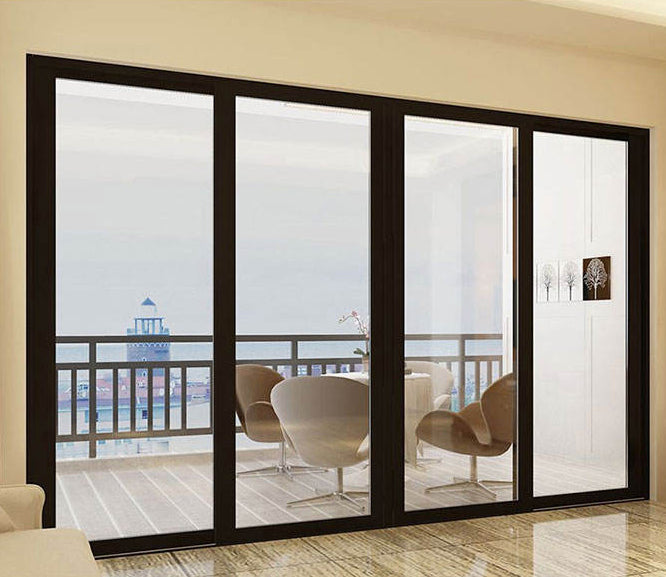 Rothnow Hurricane Proof Aluminum Sliding Door 150 Series, black finish, 2000mm wide by 2200mm high, with sturdy design and sleek look.