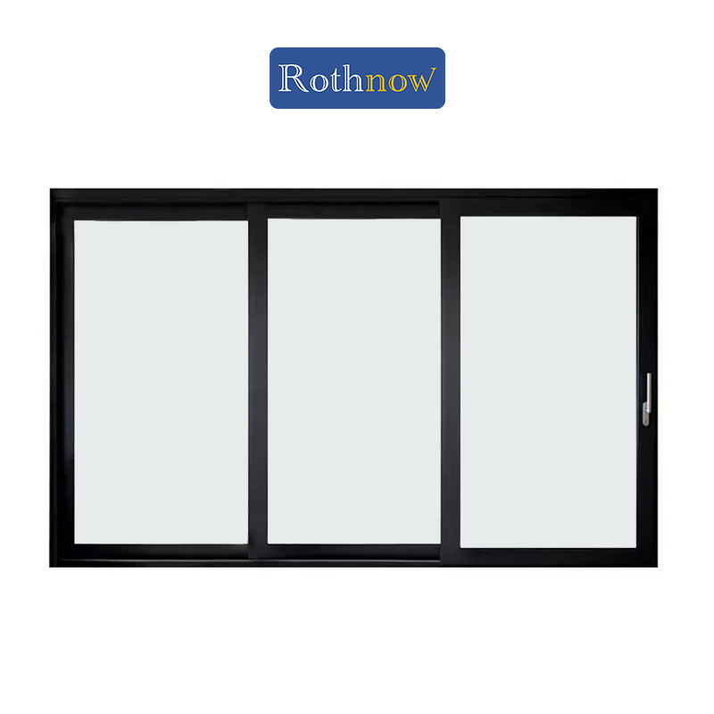 Rothnow Hurricane Proof Aluminum Sliding Door 150 Series, black finish, 2000mm wide by 2200mm high, sturdy and weather-resistant.