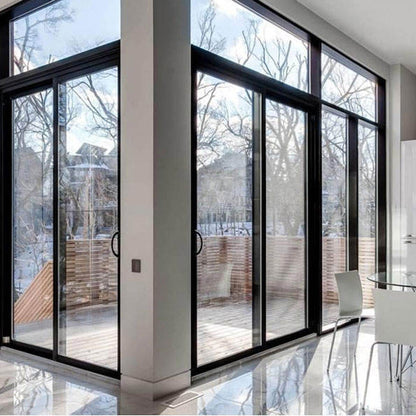 Rothnow Hurricane Proof Aluminum Sliding Door 150 Series in black, 2000mm wide by 2200mm high, with durable aluminum frame.