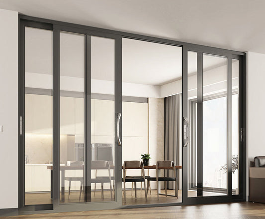 Rothnow® oversized aluminum sliding door, 120 Series heavy-duty design, black finish, 2000mm wide by 2200mm high, with a 150mm thickness