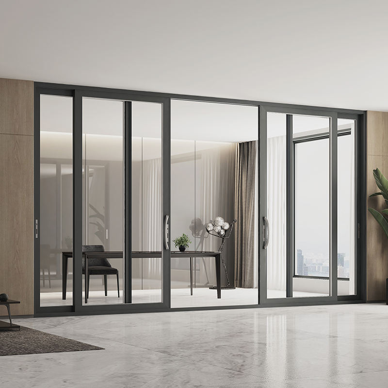 Rothnow® 120 Series sliding glass aluminum door with black frame, 2000mm wide by 2200mm high, suitable for modern interior or exterior use