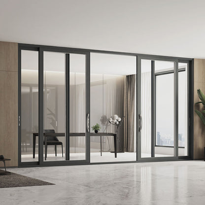 Rothnow® 120 Series sliding glass aluminum door with black frame, 2000mm wide by 2200mm high, suitable for modern interior or exterior use
