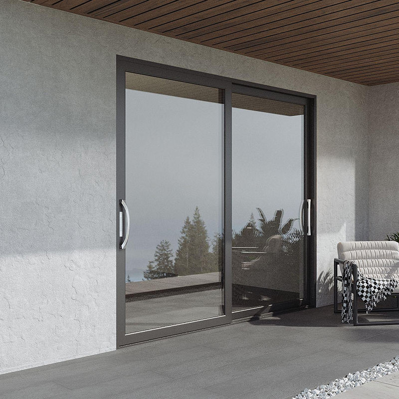 Rothnow® Single Glass Aluminum Sliding Door 120 Series, black finish, 2000mm wide by 2200mm high, modern exterior or interior door
