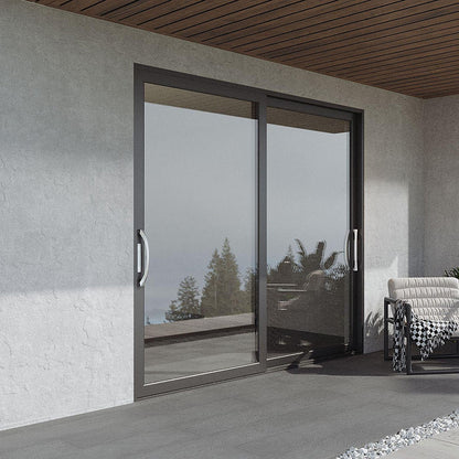 Rothnow® Single Glass Aluminum Sliding Door 120 Series, black finish, 2000mm wide by 2200mm high, modern exterior or interior door