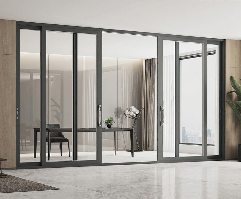 Rothnow® 120 Series Thermal Break Aluminum Sliding Door, black finish, 2000mm wide by 2200mm high, with sleek modern design