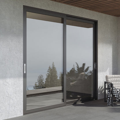 Rothnow® 120 Series thermal break aluminum sliding door in black, 2000mm wide and 2200mm high, with sleek modern design.
