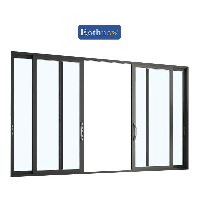 Rothnow® Thermal Break Aluminum Sliding Door in black, 120 Series, with 2000mm width and 2200mm height, featuring sleek aluminum design.