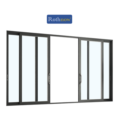 Rothnow® Thermal Break Aluminum Sliding Door in black, 120 Series, with 2000mm width and 2200mm height, featuring sleek aluminum design.