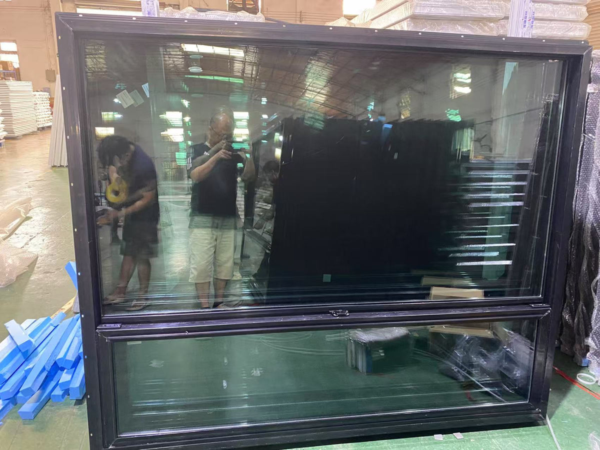 Black Rothnow UPVC vinyl window with integrated fin, measuring 24x36 inches, featuring a sleek window design.